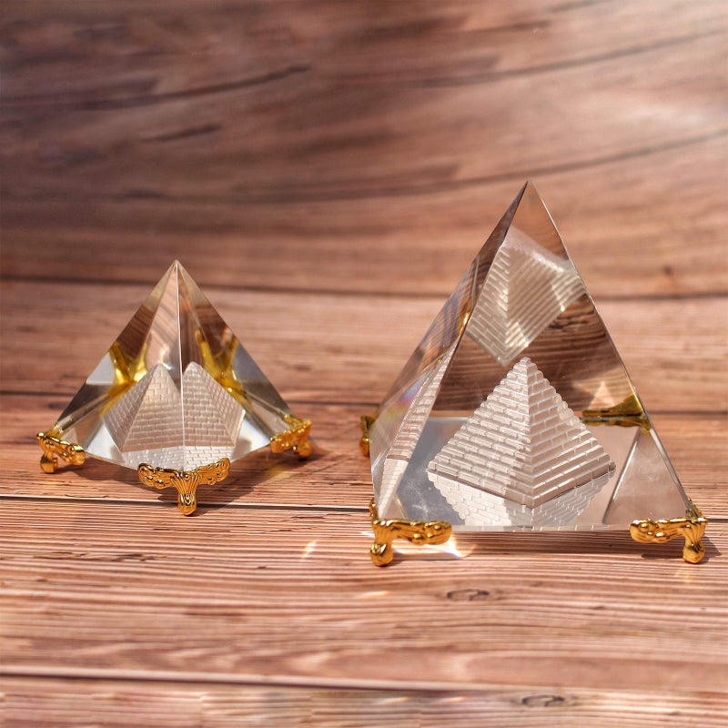 Together-Life Crystal Pyramid Prism, Feng Shui Crafts Meditation Crystal with Gold Stand for Home Office Art Decor, Pyramids Gift, Stand for Prosperity, Positive Energy and Good Luck(6cm) - Image 4